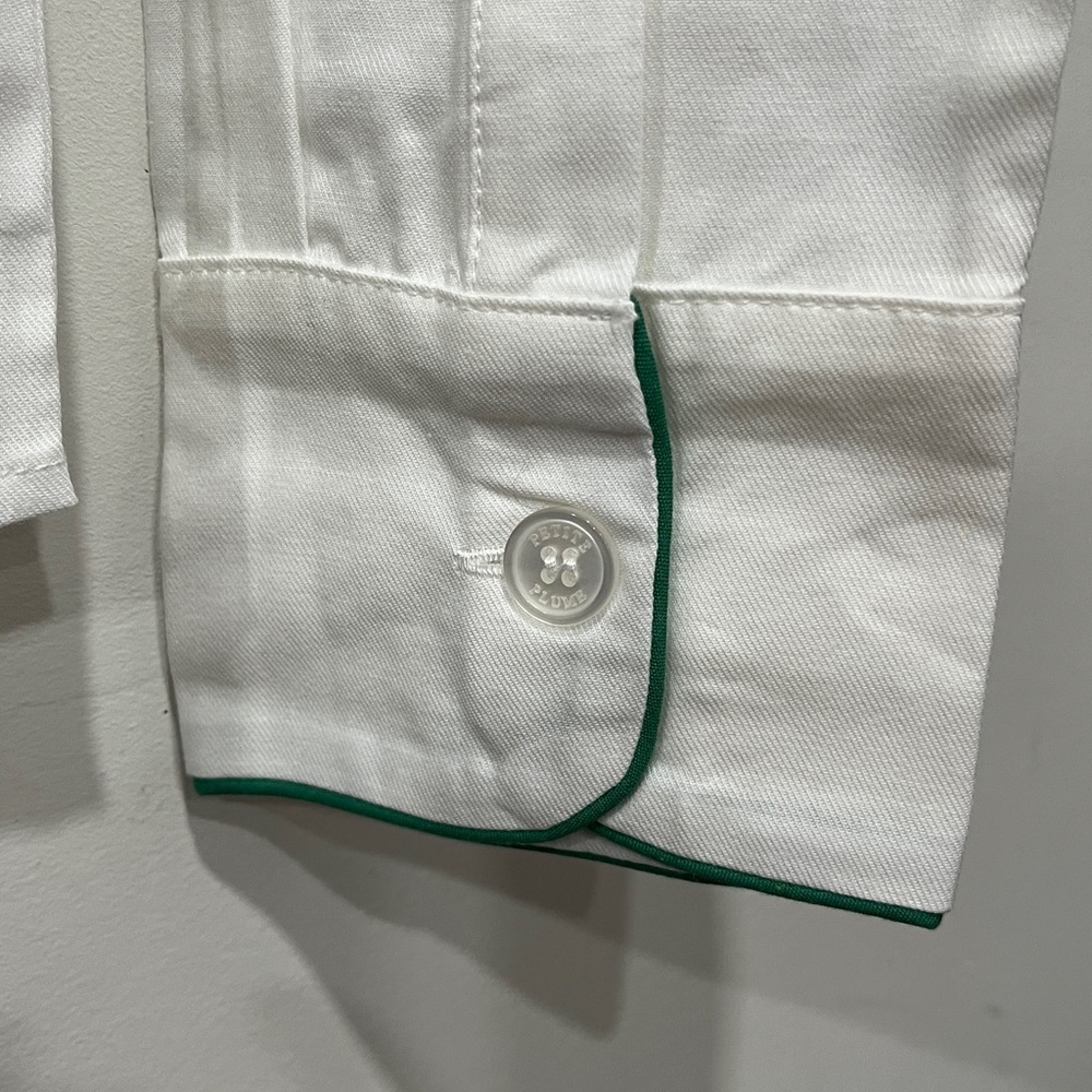Petite Plume x The Colony Hotel 2 pcs White Cotton Green Piping PJ size S - Picture 13 of 16